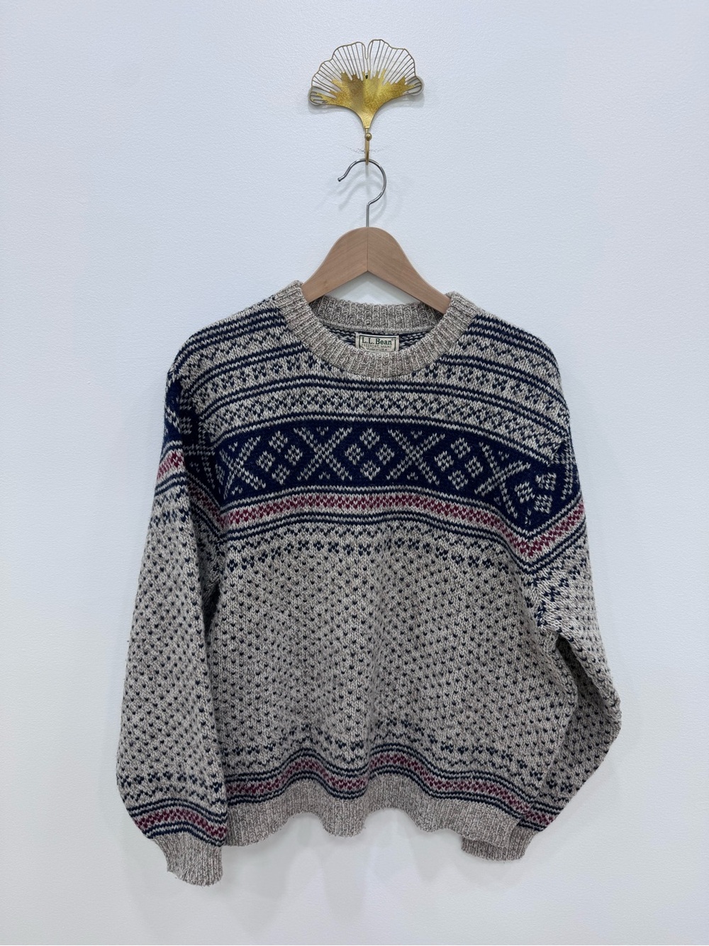 Vintage L.L. Bean Norwegian Fisherman Birdseye 100% Wool Sweater Sz XL